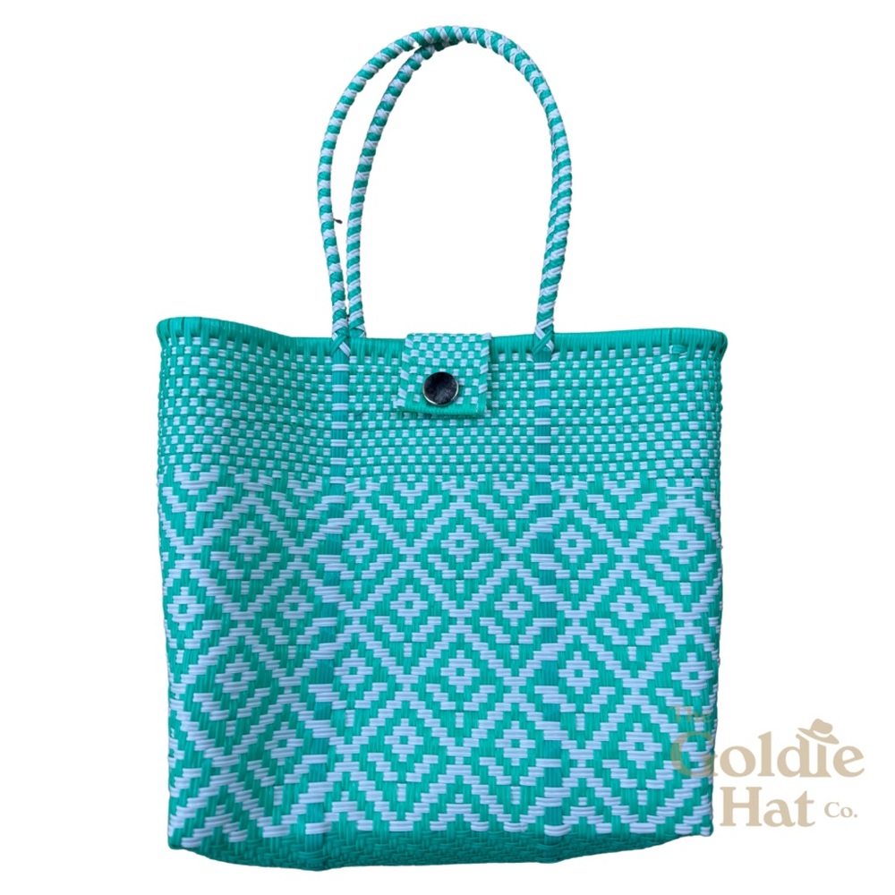 Turquoise Floral Tote New